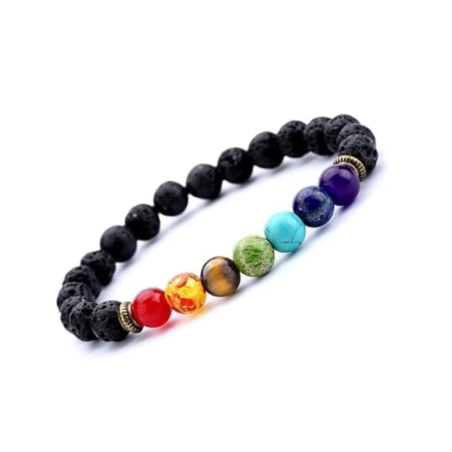 CRYSTOORA Natural 7 Chakra Lava Stone Chakra Bracelet-   8MM 