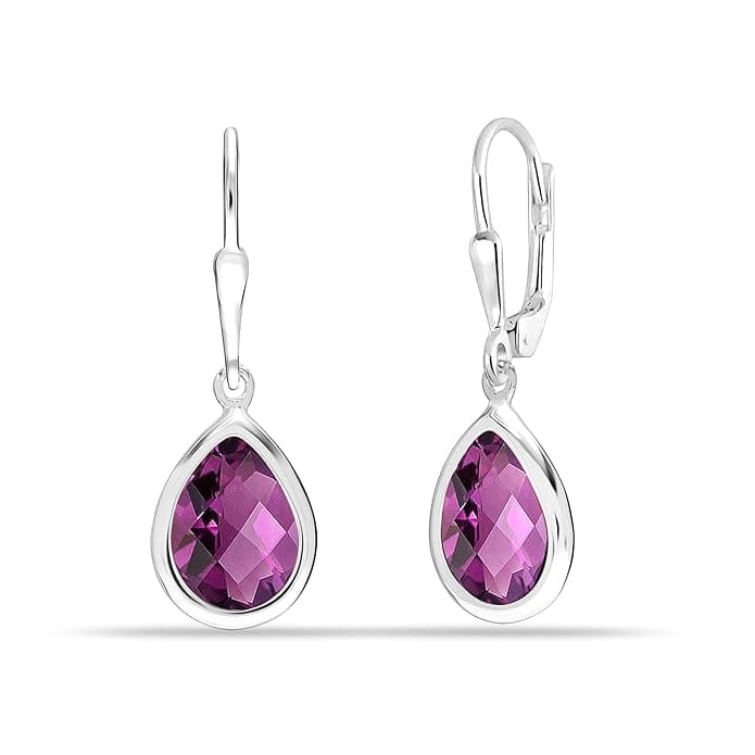 Amethyst Silver Raw Earrings